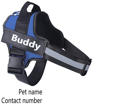 Arnês para cães personalizado, sem puxar, refletivo, respirável, ajustável, colete para cães pequenos e grandes, com patch personalizado.