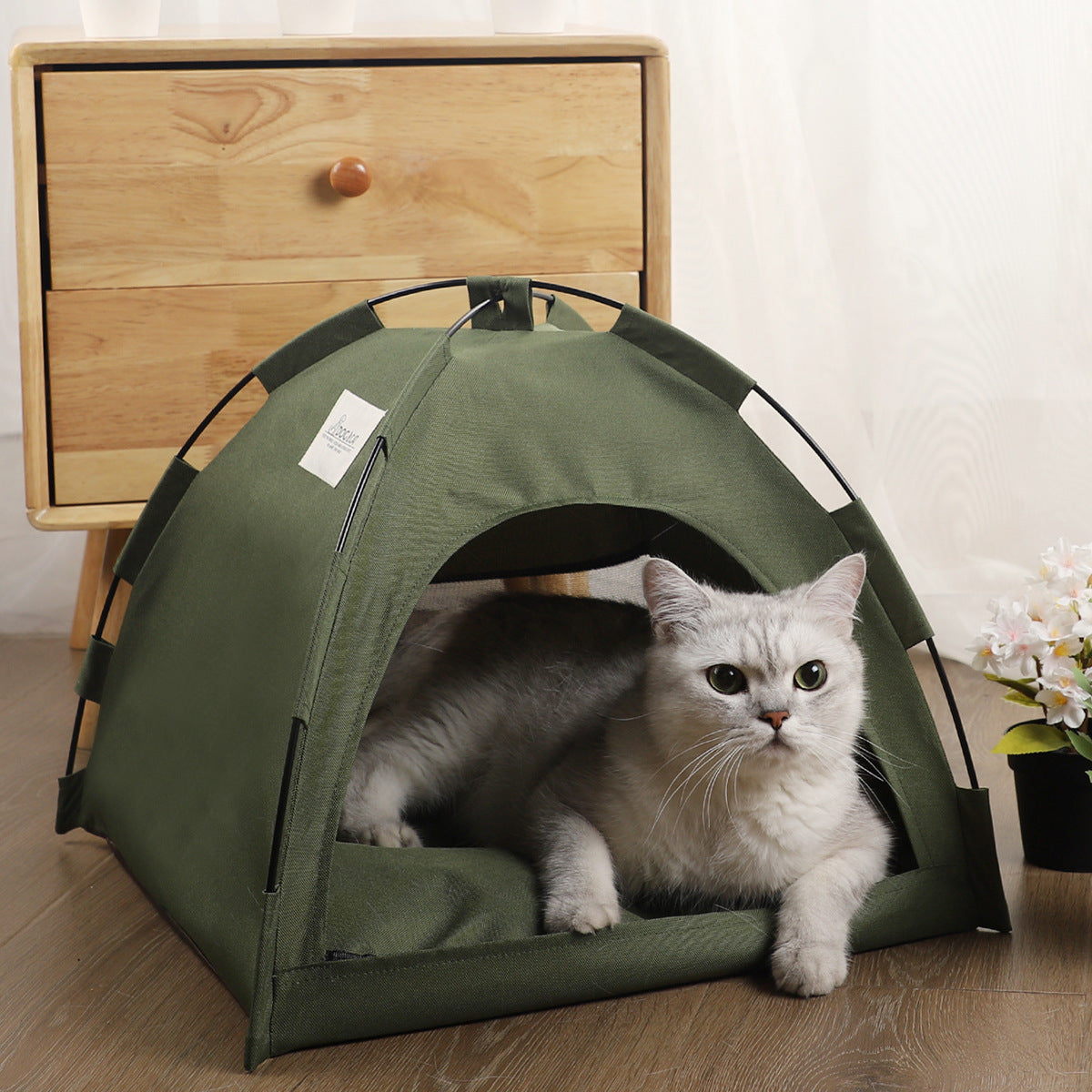 Tenda para gatos, tapete refrescante, cama para cães de campismo com almofada para canil, ninho para gatos,  produtos para animais de estimação