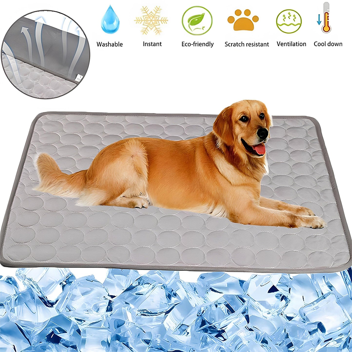 Tapete refrescante para cães, almofada refrescante para animais de estimação, almofada refrescante para canis, caixas, carros, interior e exterior, tapete de seda gelada.