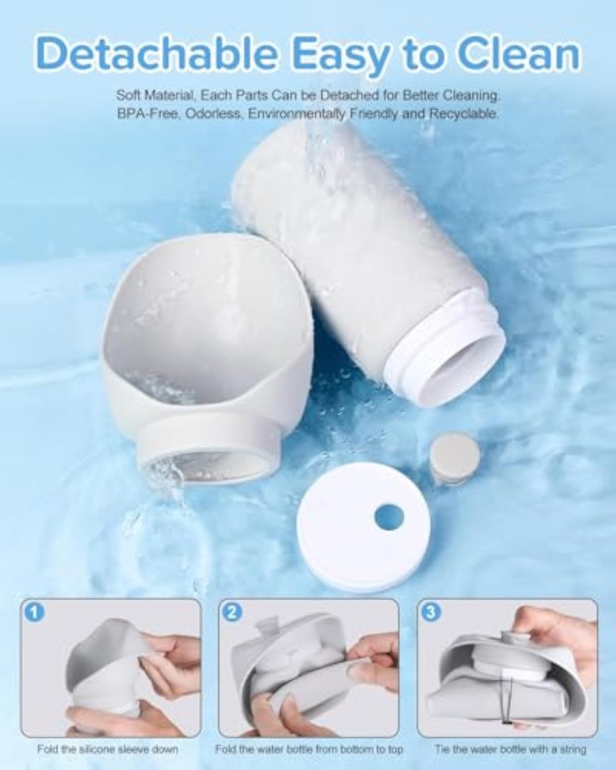 Garrafa de água para cães, portátil, para viagem, dobrável, leve, dispensador de água, tigela para beber, para atividades ao ar livre